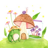 可爱小青蛙插画矢量图片