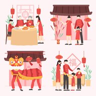 春节阖家欢乐矢量素材下载