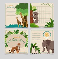 野生动物保护卡信纸矢量图下载