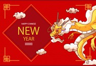 手绘中国新年贺卡矢量图片