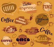 复古咖啡涂鸦装饰矢量图