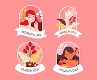 国际妇女节扁平贴纸矢量图片