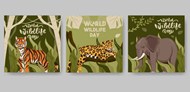 世界野生动物日海报矢量模板