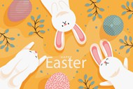 可爱复活节兔子背景矢量下载