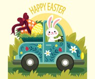 快乐复活节兔子插画矢量下载