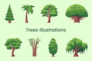 多类型绿植树木插画矢量素材