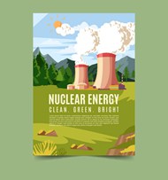 核能能源烟囱工厂海报矢量图片