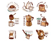 手绘咖啡馆logo矢量图片
