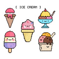 可爱像素冰淇淋图标矢量图片