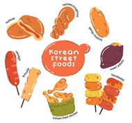 韩国风味小吃手绘插图矢量模板