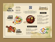 优雅西餐食品菜单矢量图