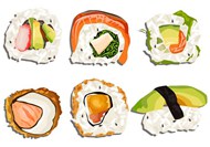 各种寿司食物插画矢量图下载