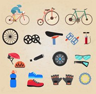 自行车运动各种配件矢量素材下载