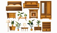 古典风格木质家具矢量模板