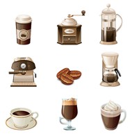 棕色咖啡设备矢量图片