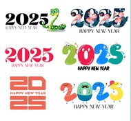 2025年新年数字矢量图