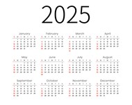 2025年极简日历矢量图片